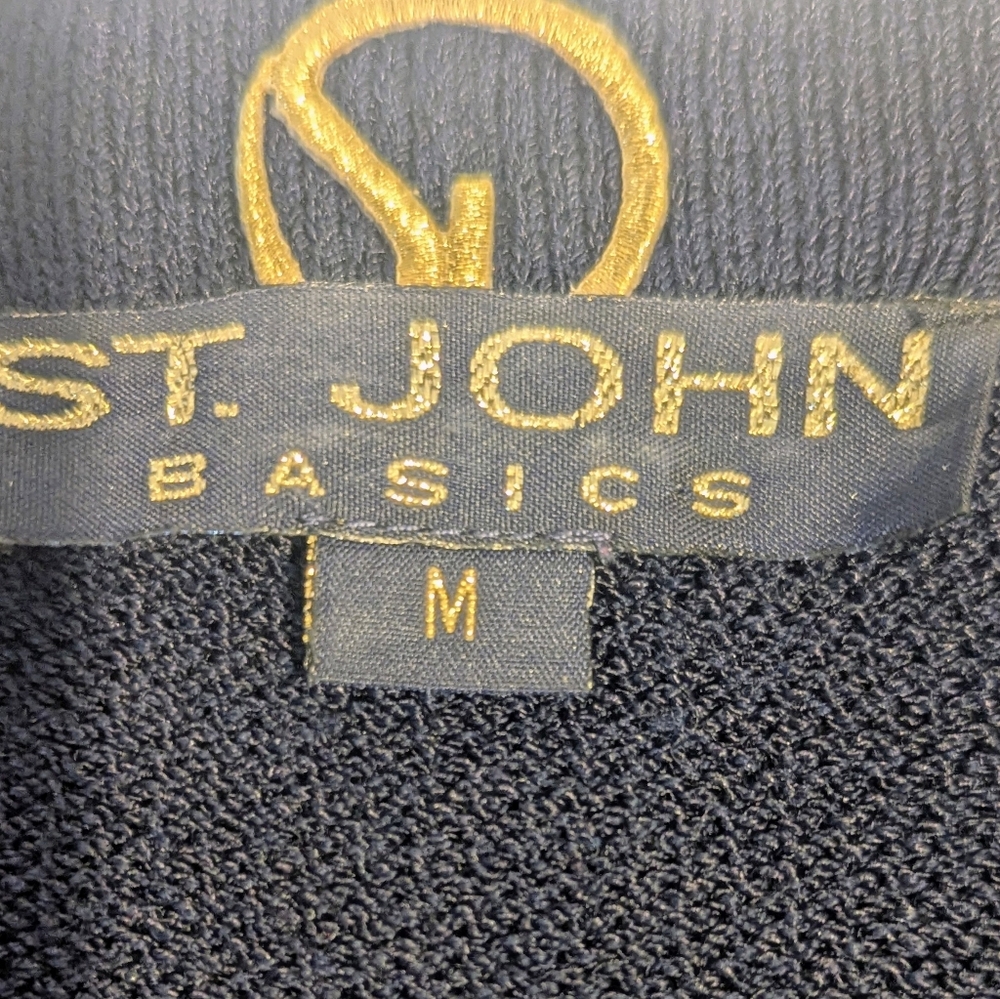 Vintage St John Navy Santana Knit Blazer Gold Button Quiet Luxury - Picture 3 of 4